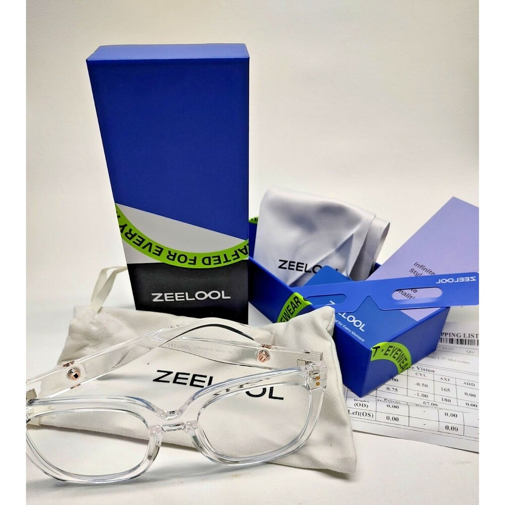 Zeelool Clear Framed Glasses  OP652540-01 55 21-150 blue light blocking 1.57 mid